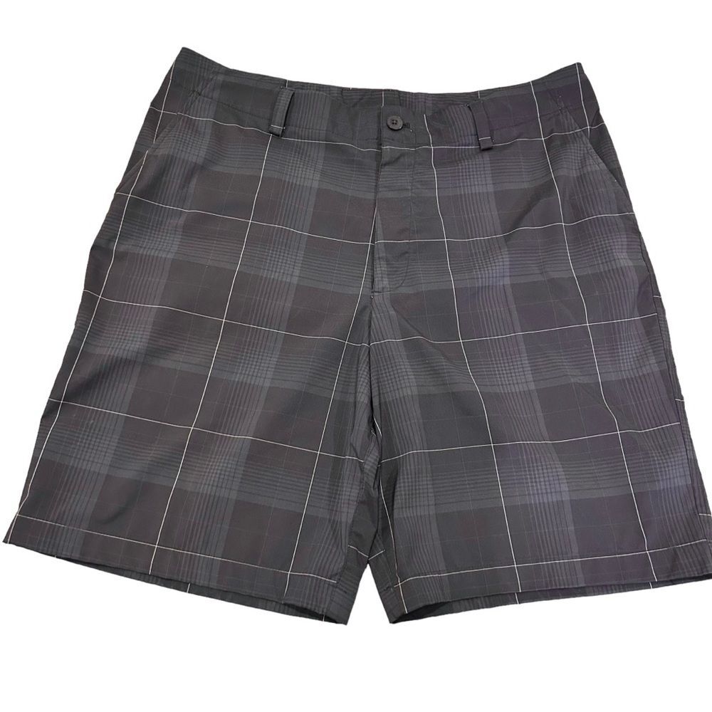Under Armour Loose Fit Blue Black Plaid Golf Shorts 36